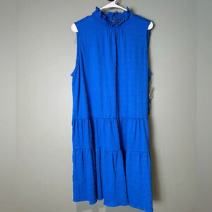 Vince Camuto Women’s Sleeveless Smocked Mock Neck Tiered Knit Dress NWT X-Large